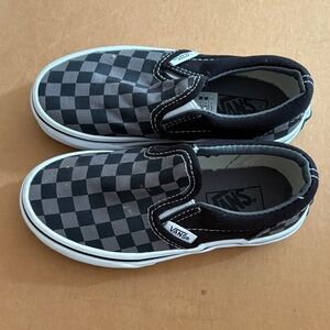 Vans Kids Black and Gray Checkered Slip-On Sneakers